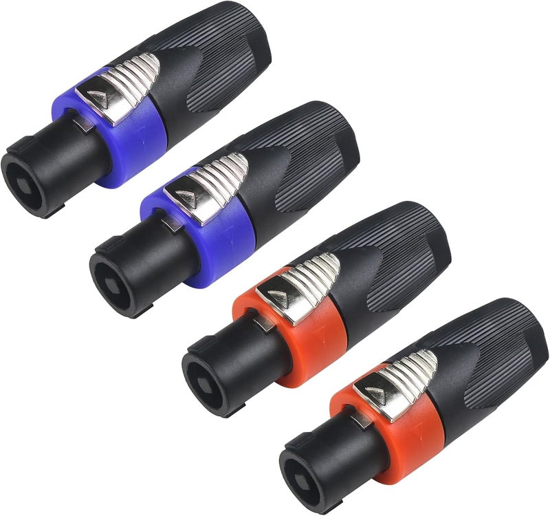MADOWL 4 Packs Speakon Connector, Suitable for Nl4fx Speakon Plug Connectors Speakon Cables, 4 Pin Female to Nl4fc Male Converter Nl2fx Plug 4 Pole for Speakers Powercon Twist Lock - Image 1