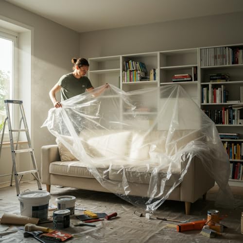 VG TARP LD Plastic Thin Dust Covering Protection Roll Sheet for Home Packaging 44 Inch Wide X 30 Meters Long (Pack of 1 ROLL) - Image 4
