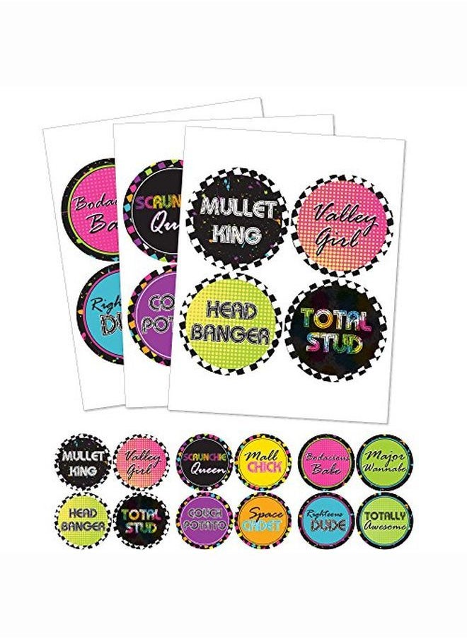 Big Dot of Happiness 80'S Retro Totally 1980S Party Funny Name Tags Party Badges Sticker Set Of 12  - Image 2