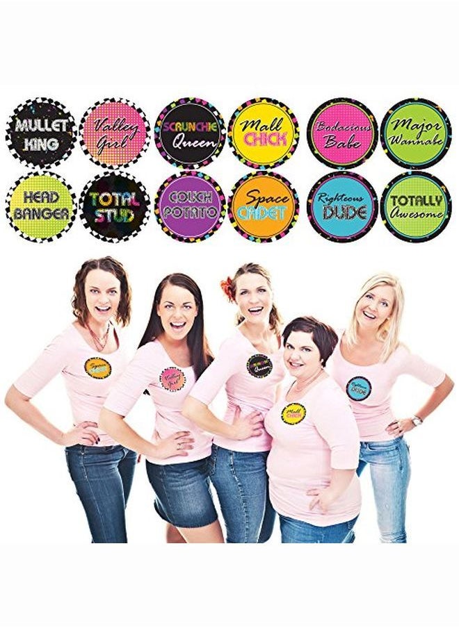 Big Dot of Happiness 80'S Retro Totally 1980S Party Funny Name Tags Party Badges Sticker Set Of 12  - Image 1
