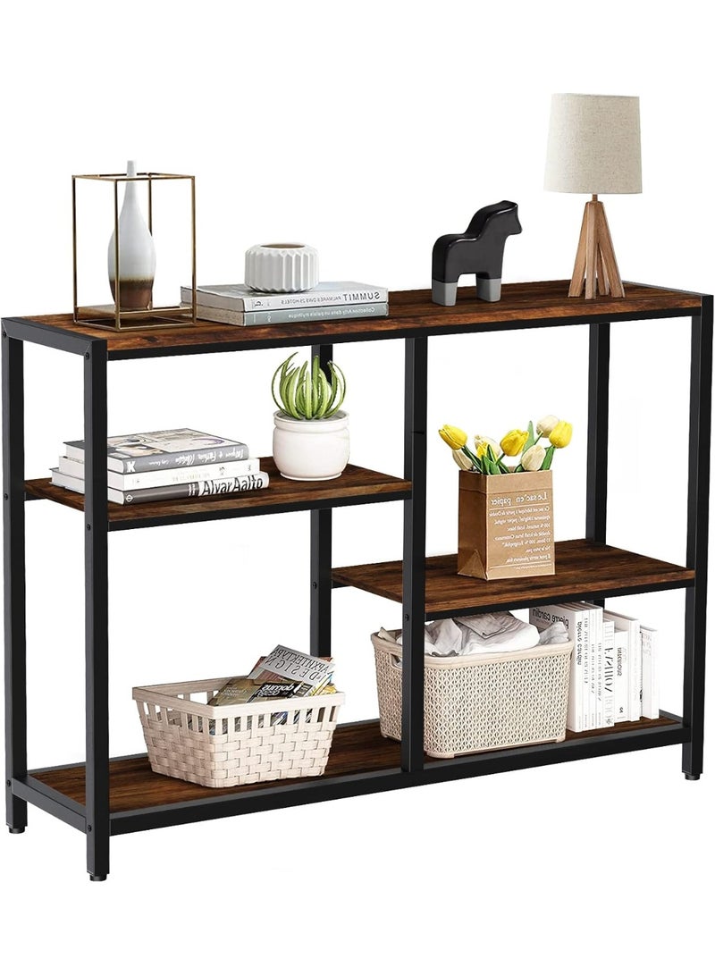 furduzz Console Table -41 Inch Narrow Entryway Table with 3-Tier Shelves, Industrial Sofa Table for Living Room,Front Hall, Hallway,Dinning Room,Kitchen, Bedroom,Coffee Bar,Rustic Brown Foyer Table - Image 1