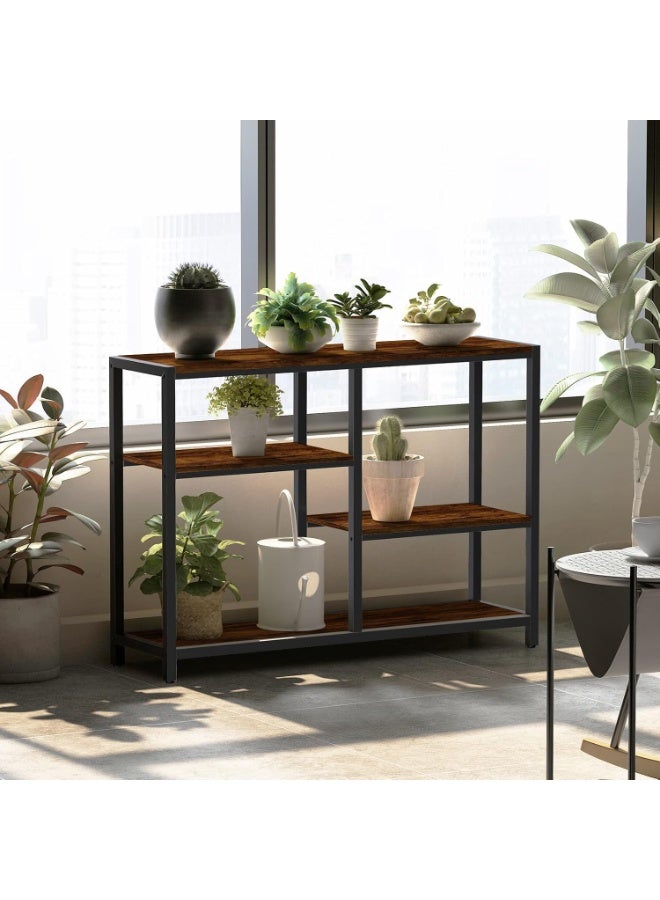 furduzz Console Table -41 Inch Narrow Entryway Table with 3-Tier Shelves, Industrial Sofa Table for Living Room,Front Hall, Hallway,Dinning Room,Kitchen, Bedroom,Coffee Bar,Rustic Brown Foyer Table - Image 3