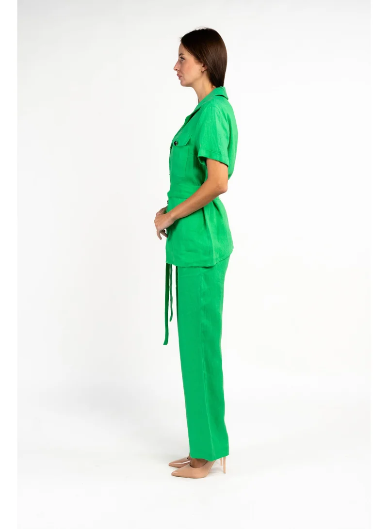 فاشونارا Linen Green Coord Set