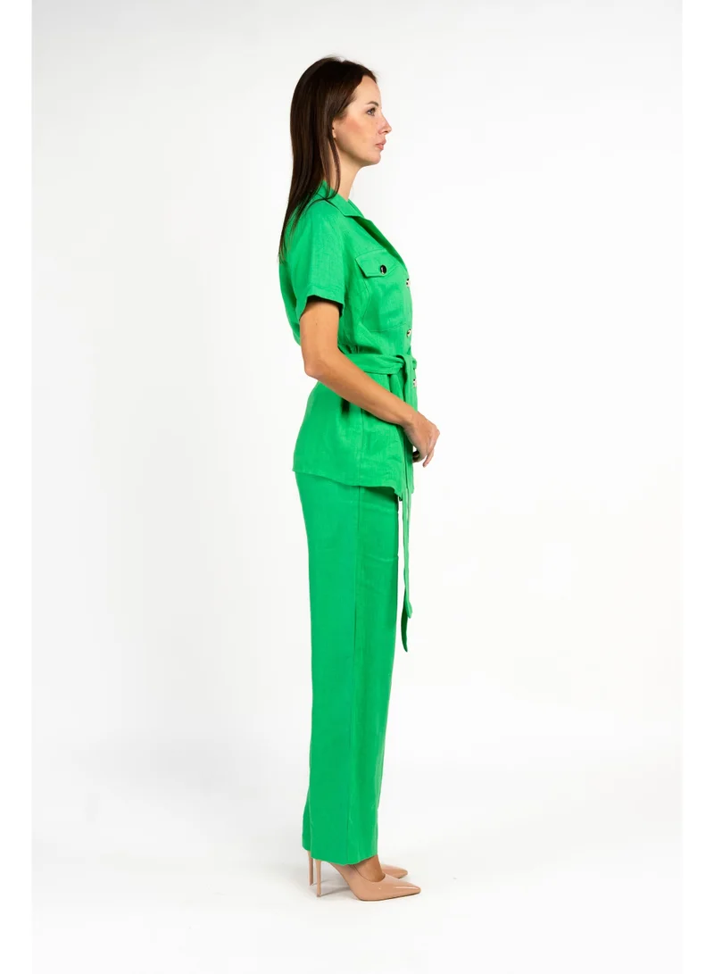 فاشونارا Linen Green Coord Set