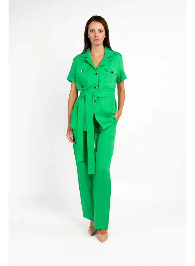 فاشونارا Linen Green Coord Set
