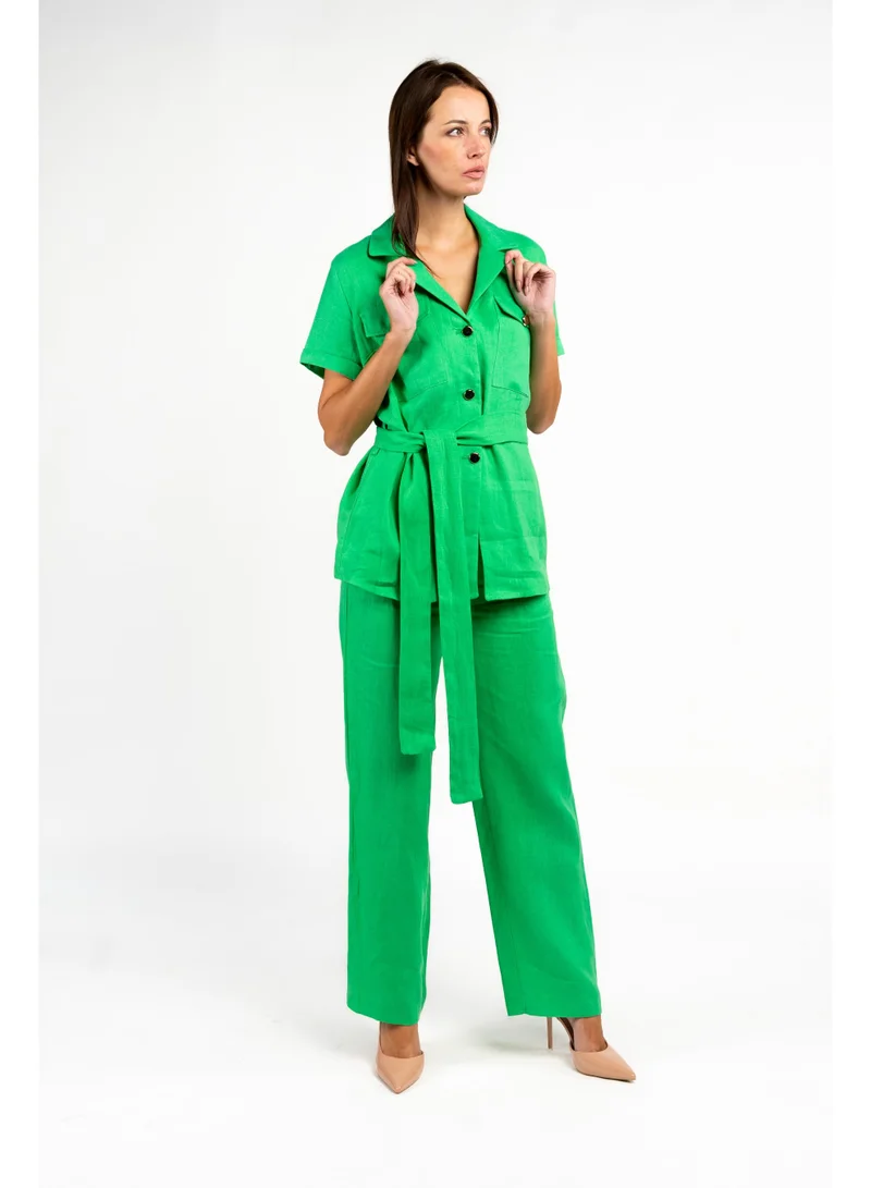 فاشونارا Linen Green Coord Set