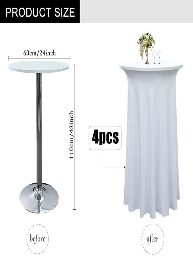 Yoquare 4-Pack 24"x43" White Round Cocktail Table Skirts | Stretch Spandex Fitted Tablecloths | Wrinkle-Resistant, Stain-Resistant, and Machine Washable for Bars, Weddings, Parties, and Banquets - Image 3