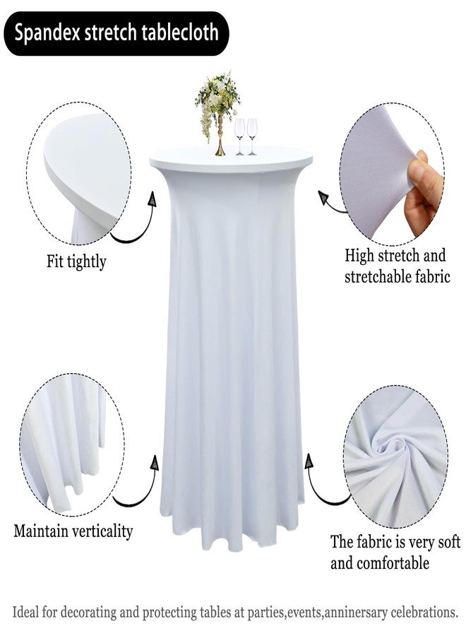 Yoquare 4-Pack 24"x43" White Round Cocktail Table Skirts | Stretch Spandex Fitted Tablecloths | Wrinkle-Resistant, Stain-Resistant, and Machine Washable for Bars, Weddings, Parties, and Banquets - Image 4