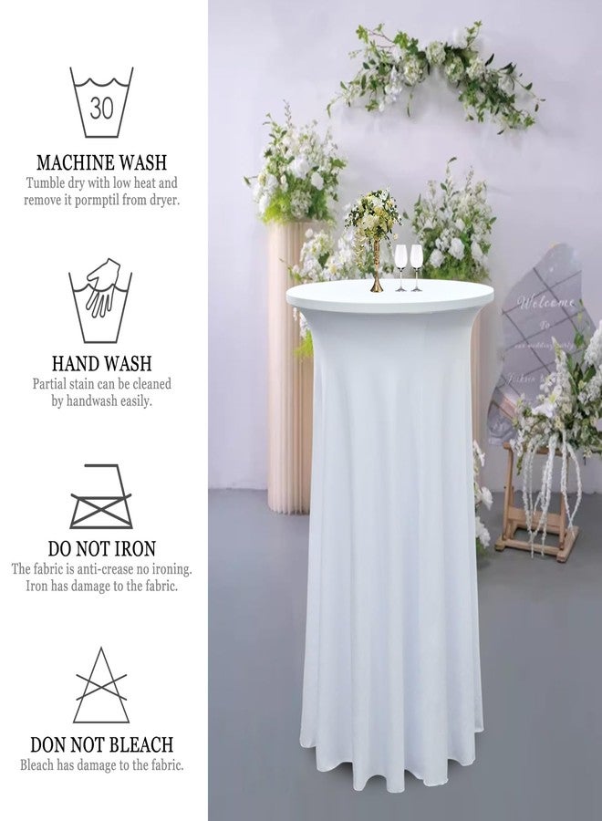Yoquare 4-Pack 24"x43" White Round Cocktail Table Skirts | Stretch Spandex Fitted Tablecloths | Wrinkle-Resistant, Stain-Resistant, and Machine Washable for Bars, Weddings, Parties, and Banquets - Image 5