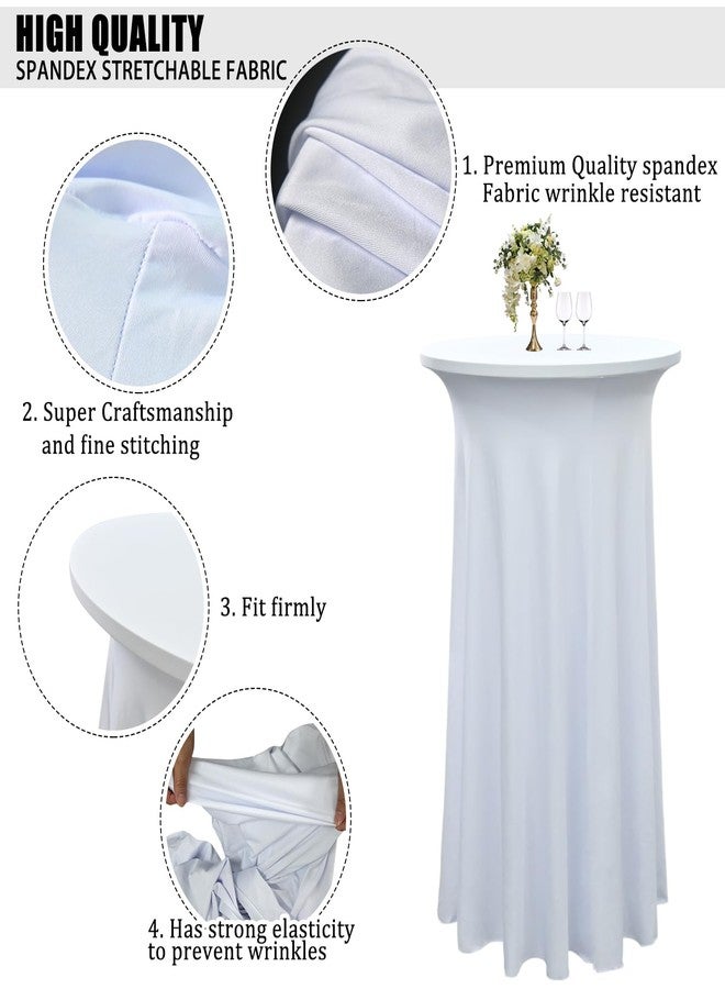 Yoquare 4-Pack 24"x43" White Round Cocktail Table Skirts | Stretch Spandex Fitted Tablecloths | Wrinkle-Resistant, Stain-Resistant, and Machine Washable for Bars, Weddings, Parties, and Banquets - Image 2
