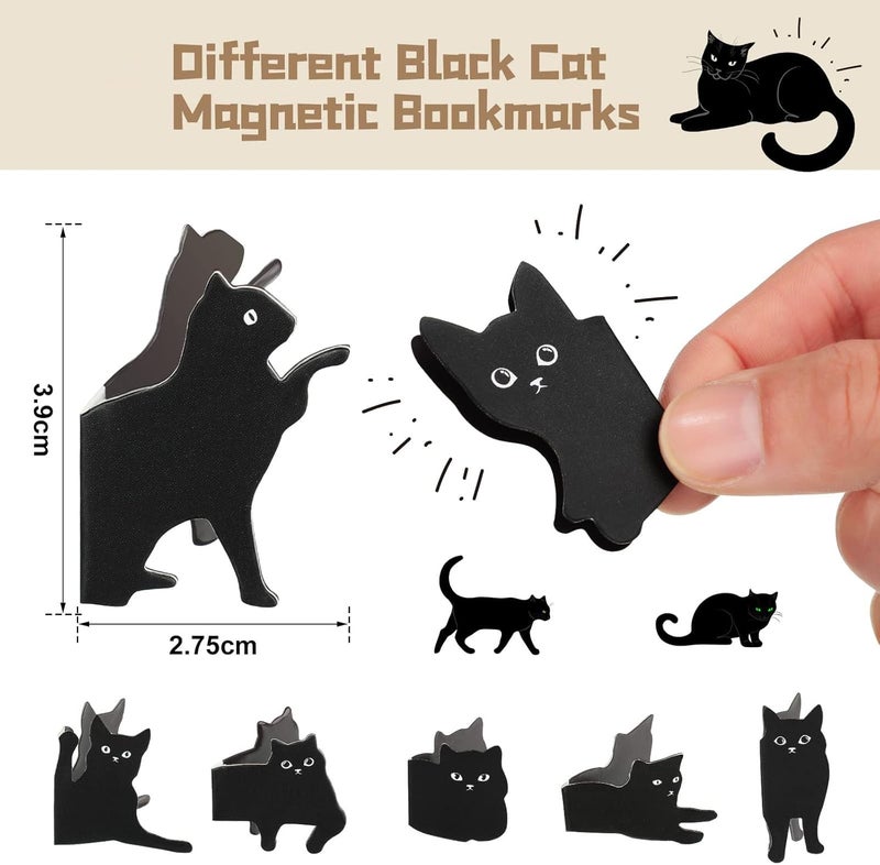 Excefore Magnetic Bookmarks, 14 Pieces Cat Cute Bookmarks For Book Lovers, Bookmark Cat Book Mark Magnetic Book Page Clips For Kids Students Teachers School Home Office - Image 2