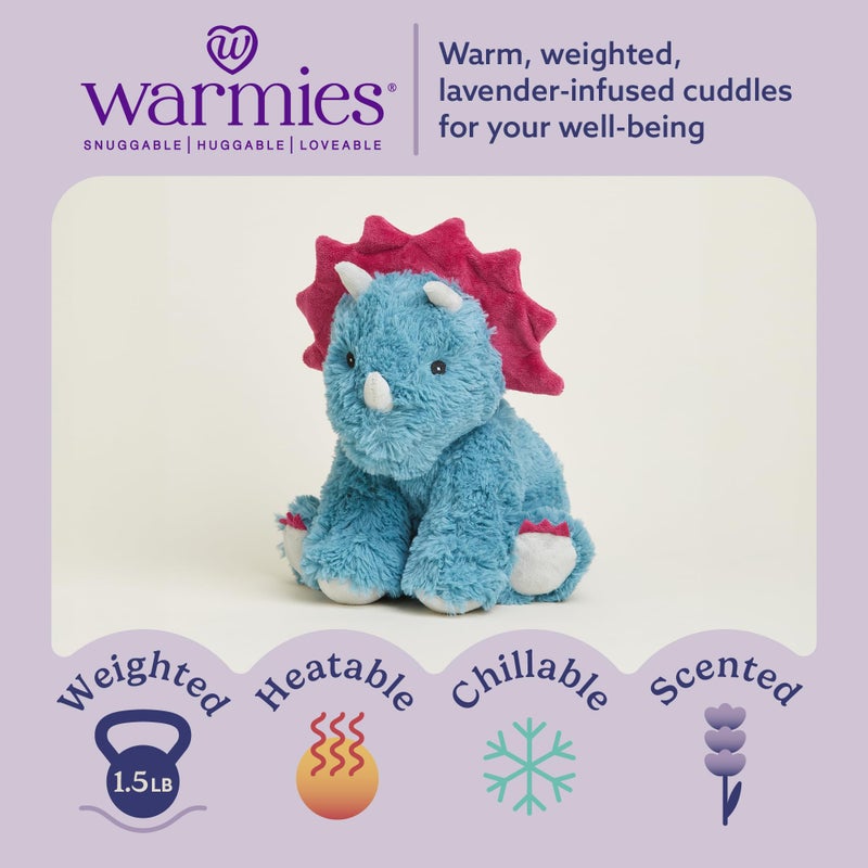 warmies Microwavable & Weighted Stuffed Animals, Triceratops - Heated Stuffed Animal Plushie for Warmth & Comfort - Cute Soft Plush Toys for Adults & Children (Boys, Girls, Babies & Toddlers) - Image 2