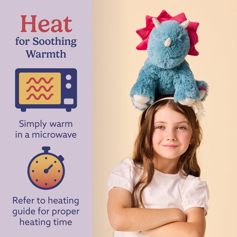 warmies Microwavable & Weighted Stuffed Animals, Triceratops - Heated Stuffed Animal Plushie for Warmth & Comfort - Cute Soft Plush Toys for Adults & Children (Boys, Girls, Babies & Toddlers) - Image 4