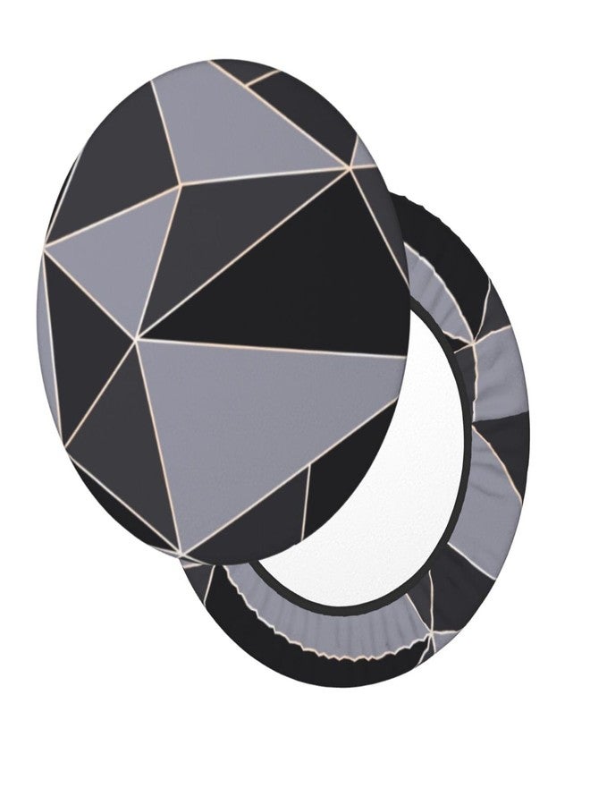 Granbey غطاء كرسي أسود دائري - أغطية مقاعد كراسي بار رمادية - أغطية كراسي بار بتصميم فني حديث - أغطية قابلة للإزالة لكراسي دائرية مقاس 12 بوصة - Image 2