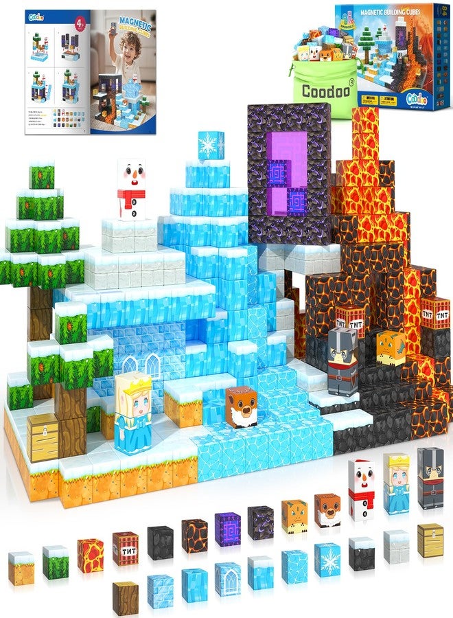 Coodoo Frozen Toys Magnetic Blocks - Build Mine Magnet World Frozen & Lava Set, Magnetic Tiles Building Blocks Toddler STEM Sensory Outdoor Kids Toys, Gifts for Boys & Girls for Ages 3 4 5 6 7 8 - Image 1