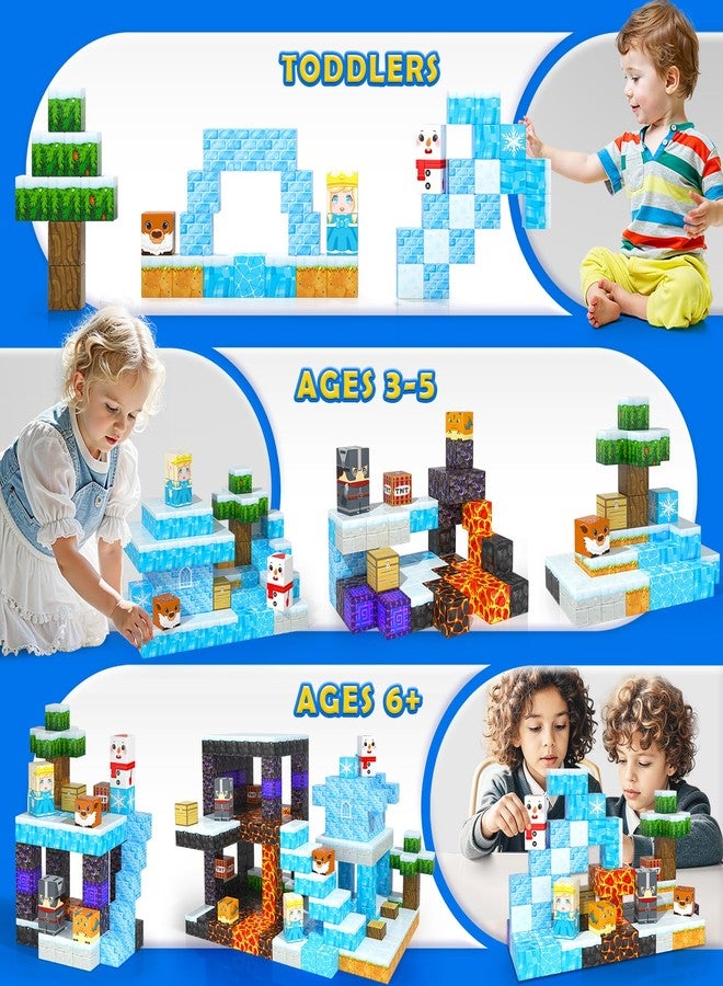 Coodoo Frozen Toys Magnetic Blocks - Build Mine Magnet World Frozen & Lava Set, Magnetic Tiles Building Blocks Toddler STEM Sensory Outdoor Kids Toys, Gifts for Boys & Girls for Ages 3 4 5 6 7 8 - Image 2