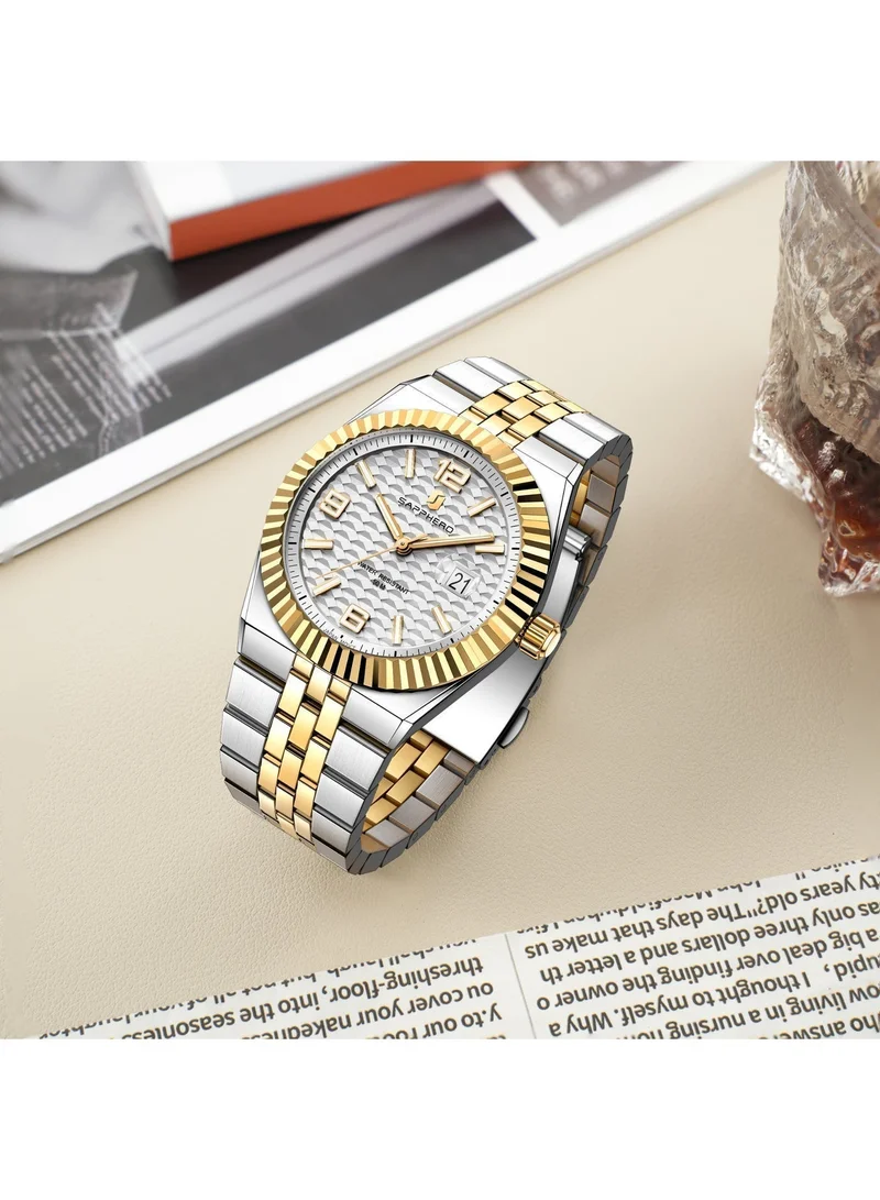 Sapphero  SAPPHERO Mens Watches Men’s Quartz Analog Watch Stainless Steel Bracelet with Date Window Luminous Designer 50M Water Resistant Luxury Watch for Business Work Sport Casual Dress Elegant Gifts for Men | Best Price UAE