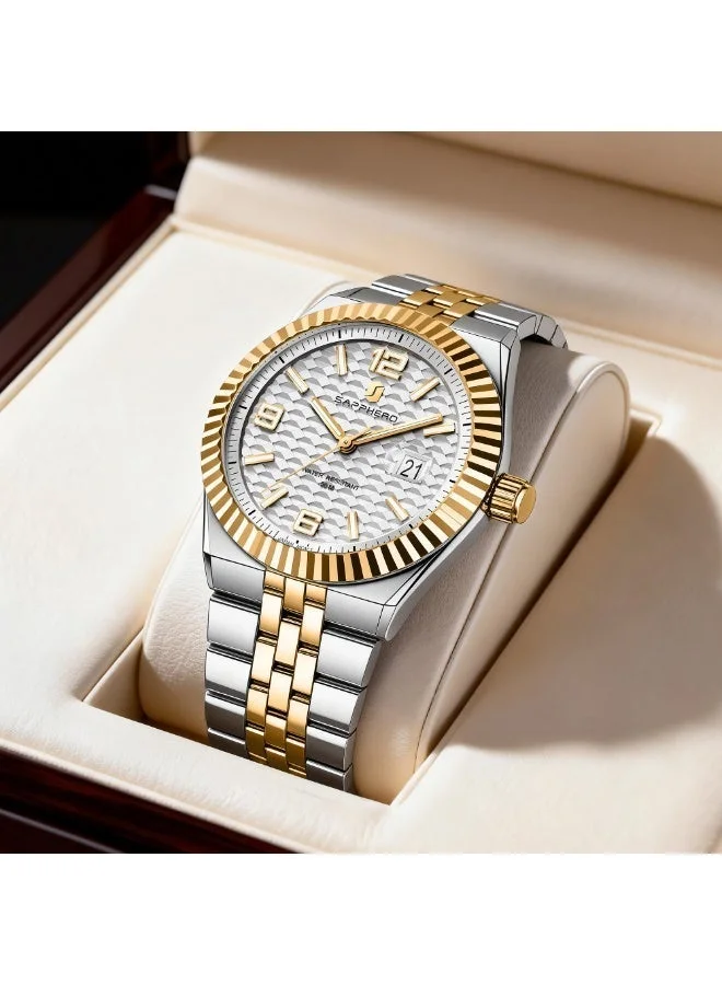 Sapphero  SAPPHERO Mens Watches Men’s Quartz Analog Watch Stainless Steel Bracelet with Date Window Luminous Designer 50M Water Resistant Luxury Watch for Business Work Sport Casual Dress Elegant Gifts for Men | Best Price UAE