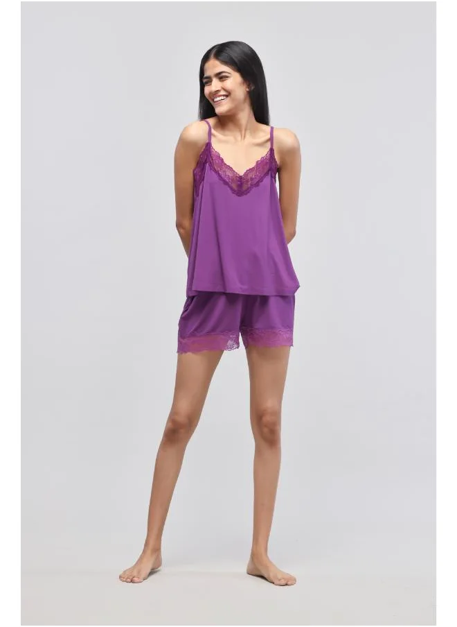 نسيسير Dreamy Purple Lace Shorts Set