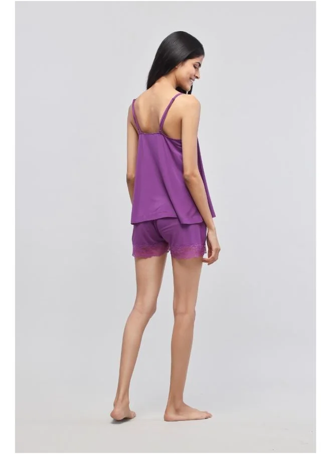 NeceSera Dreamy Purple Lace Shorts Set
