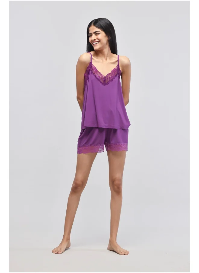 NeceSera Dreamy Purple Lace Shorts Set