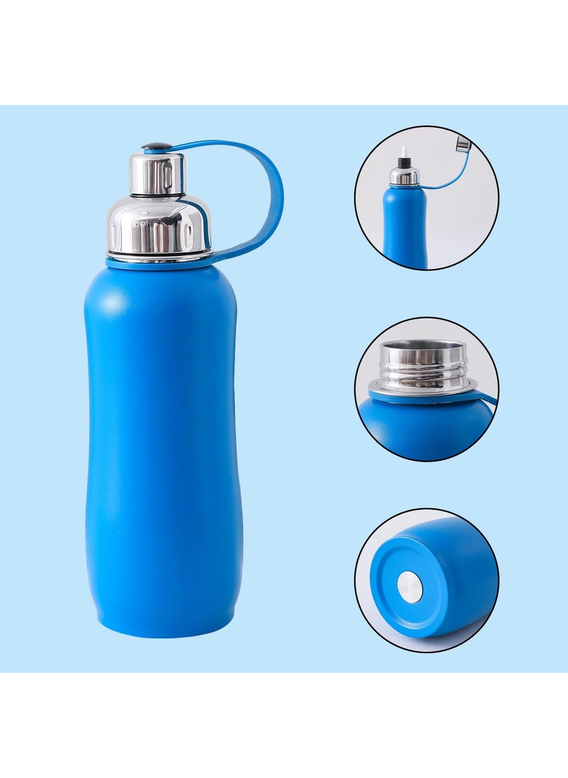 Kuber Industries Kuber Industries Vacuum Insulated Stainless Steel Water Bottle with Sipper and Handle | Leakproof, BPA Free, Rustproof | 750 ML | Blue  - Image 4