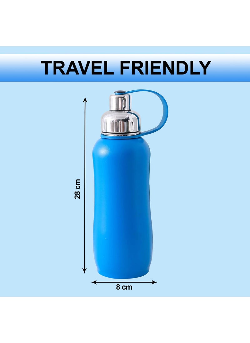 Kuber Industries Kuber Industries Vacuum Insulated Stainless Steel Water Bottle with Sipper and Handle | Leakproof, BPA Free, Rustproof | 750 ML | Blue  - Image 3