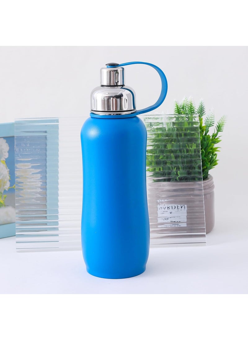 Kuber Industries Kuber Industries Vacuum Insulated Stainless Steel Water Bottle with Sipper and Handle | Leakproof, BPA Free, Rustproof | 750 ML | Blue  - Image 1
