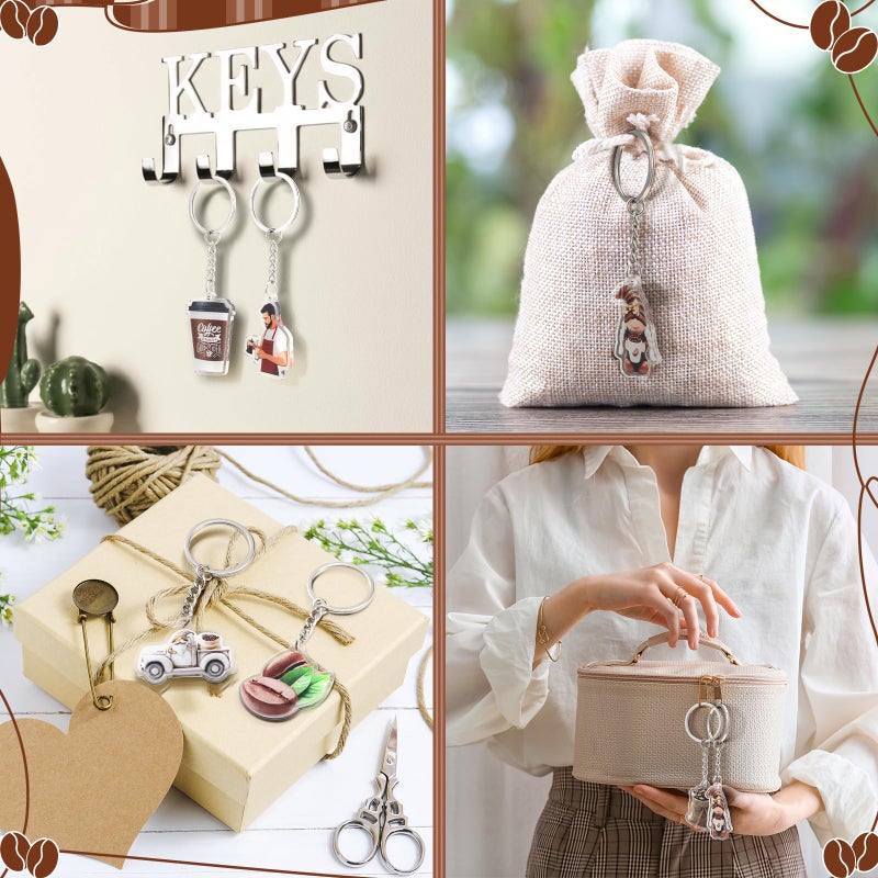 Sureio 50 Pcs Coffee Lover Gifts for Women Men Coffee Keychain Accessories Barista Funny Coworker Gift Kawaii Accessories - Image 5