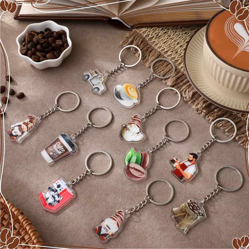 Sureio 50 Pcs Coffee Lover Gifts for Women Men Coffee Keychain Accessories Barista Funny Coworker Gift Kawaii Accessories - Image 2