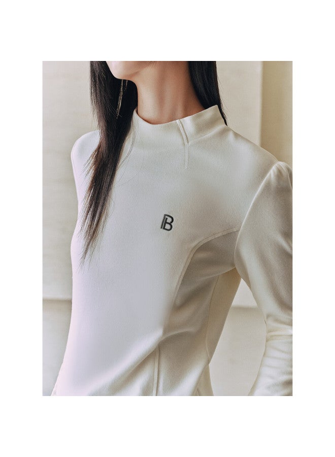 Waxbird Peacebird Women's Knitwear Brushed Warm Slim Fit Long Sleeve Top Winter Innerwear Multi-color Off-white S - Image 5