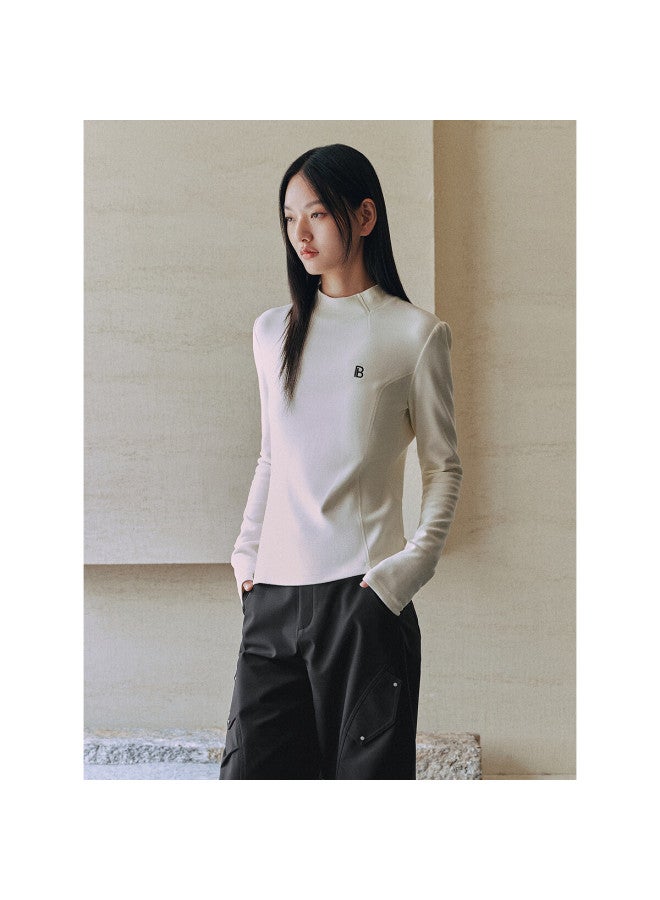 Waxbird Peacebird Women's Knitwear Brushed Warm Slim Fit Long Sleeve Top Winter Innerwear Multi-color Off-white S - Image 2