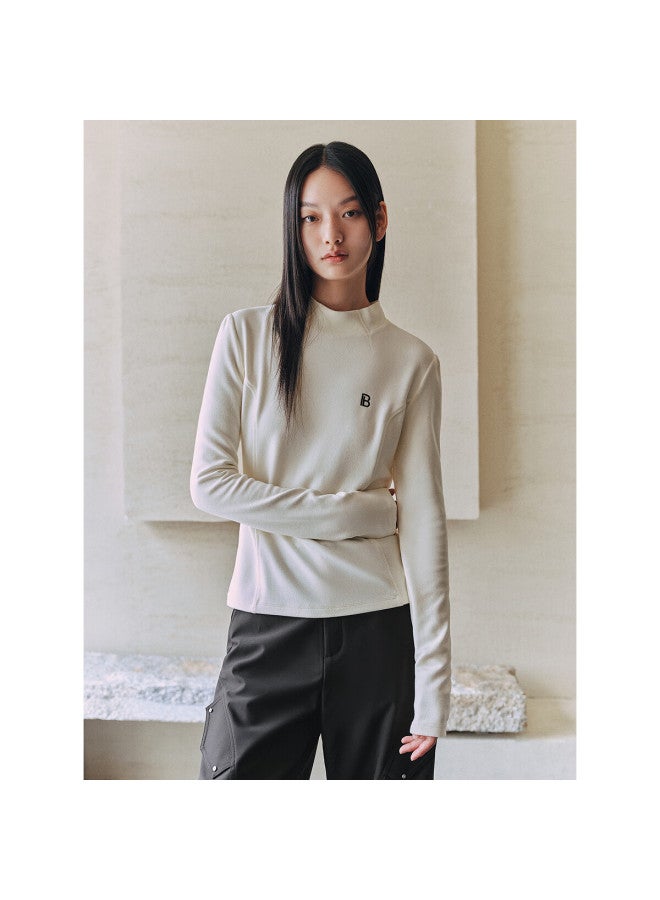 Waxbird Peacebird Women's Knitwear Brushed Warm Slim Fit Long Sleeve Top Winter Innerwear Multi-color Off-white S - Image 4