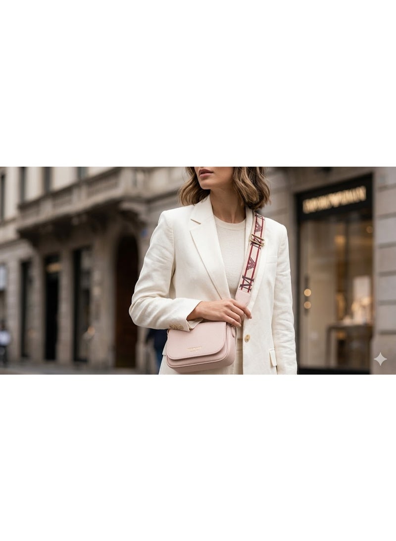 Emporio Armani Women’s Crossbody Flap Bag – Light Pink with Adjustable Strap - Image 4