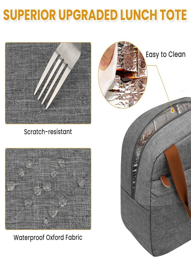 ELONGRIVER Insulated Lunch Bag for Women, Portable Lightweight Lunch Box for Adults, Reusable Small Lunch Tote Cooler Bags with Front Zipper Pocket for Work School Picnic(Gray) - Image 5
