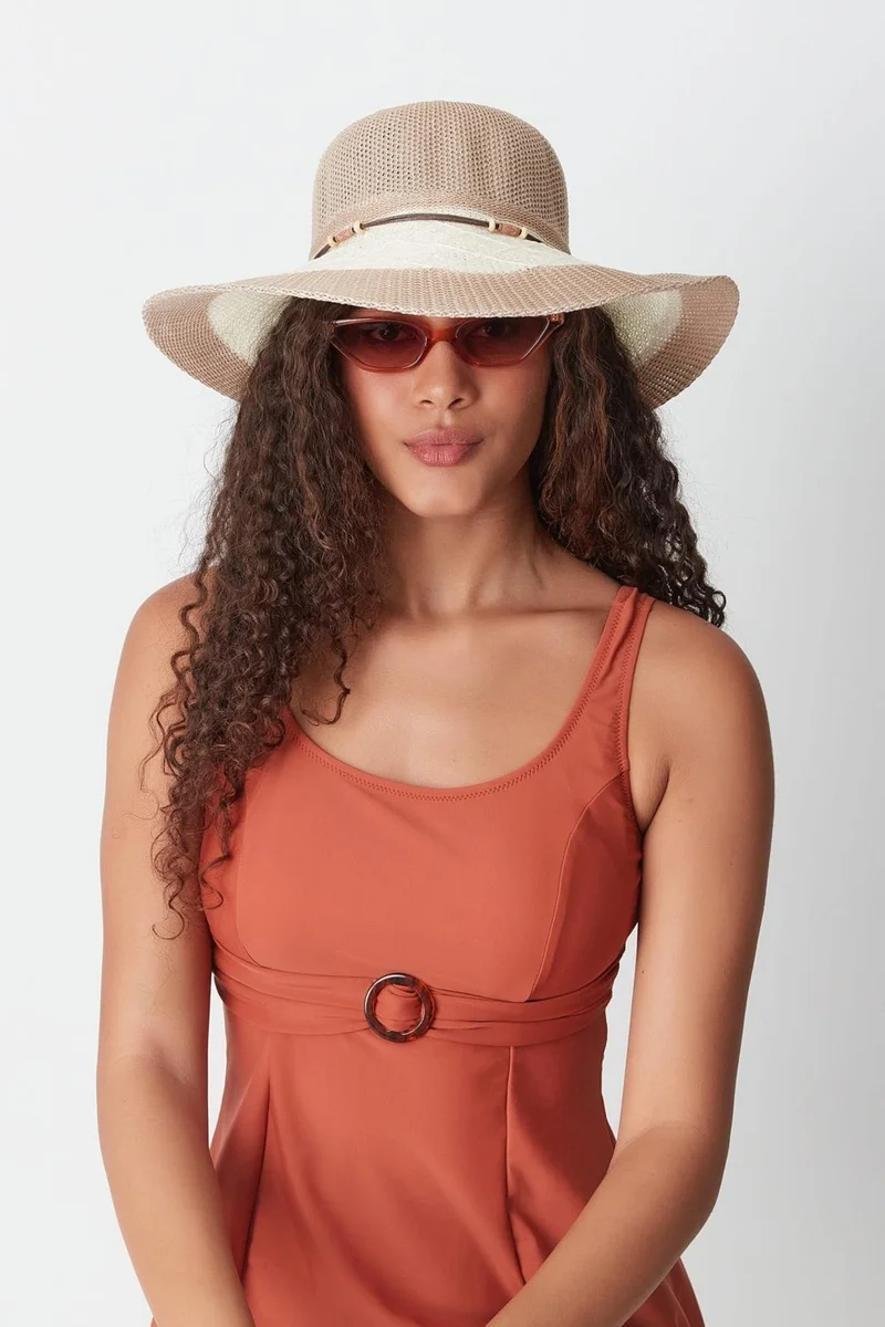 سي اند سيتي Mercerized Beach Hat T24740-11 Natural