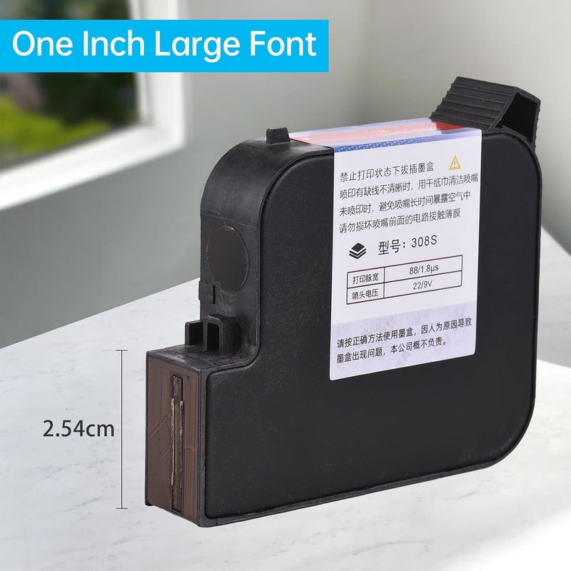 Eujgoov 308S 1 inch Ink Cartridge Handheld Inkjet Printers Ink Cartridge Inkjet for Handheld Printers Imported Fast Drying Suitable for M20 T50 Inkjet Printers (Blue) - Image 4