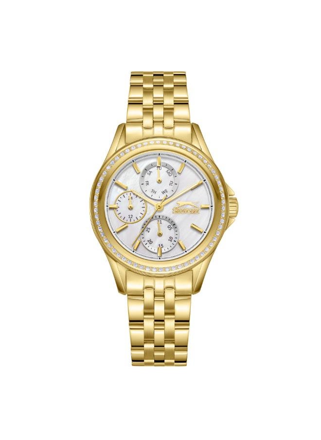 Slazenger SLAZENGER SL.9.2392.4.06 Women's Multi Function Display Watch & Metal Strap Gold  - Image 1