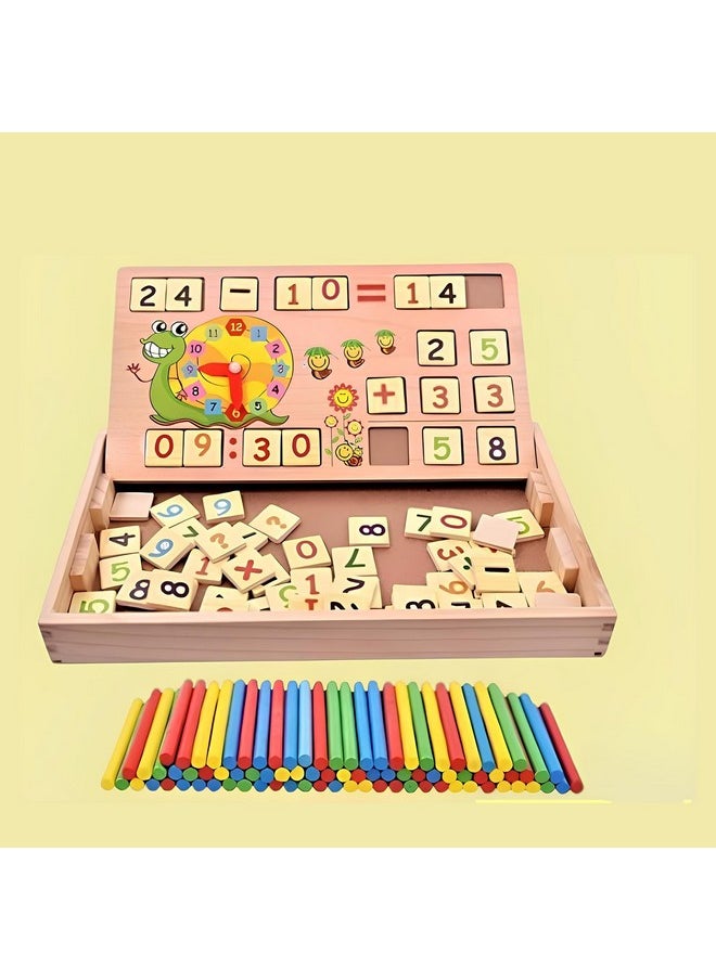 Seven Moon - Seven Moon Seven Moon Wooden Numbers Learning Toy for Kids Multi-Functional Digital Computing Learning Box with Writing Board (Random Color) - Image 1
