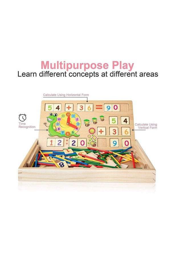 Seven Moon - Seven Moon Seven Moon Wooden Numbers Learning Toy for Kids Multi-Functional Digital Computing Learning Box with Writing Board (Random Color) - Image 1