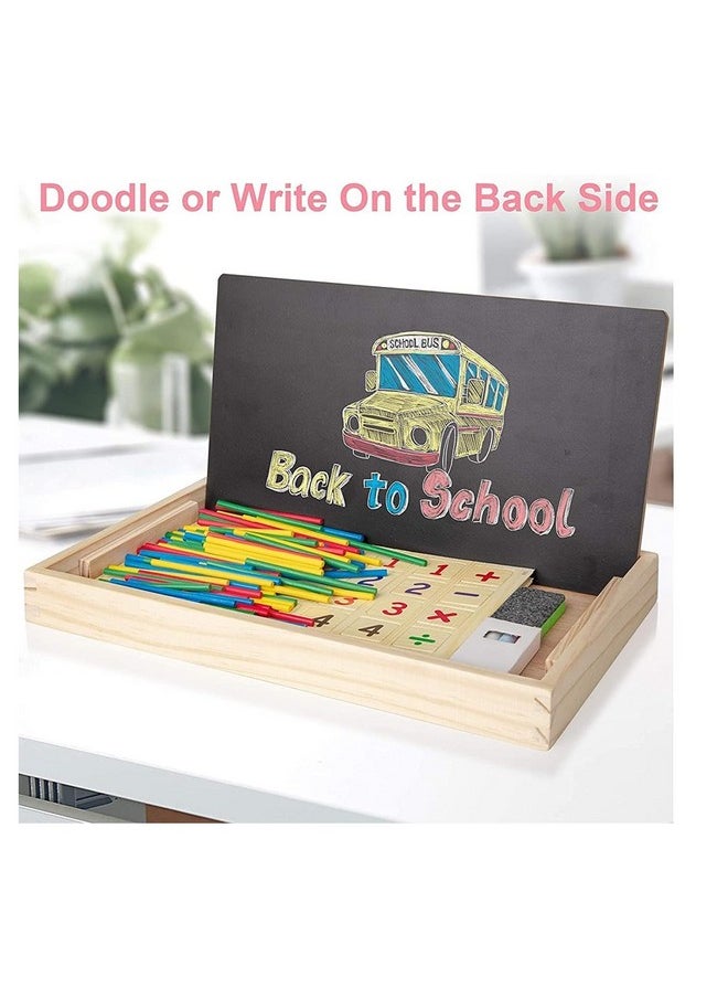Seven Moon - Seven Moon Seven Moon Wooden Numbers Learning Toy for Kids Multi-Functional Digital Computing Learning Box with Writing Board (Random Color) - Image 1