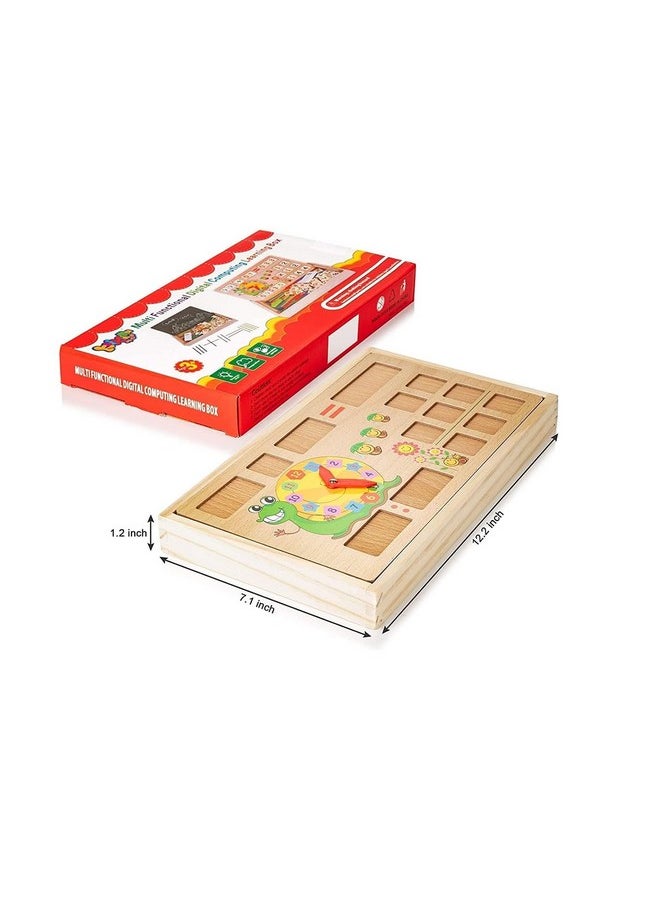 Seven Moon - Seven Moon Seven Moon Wooden Numbers Learning Toy for Kids Multi-Functional Digital Computing Learning Box with Writing Board (Random Color) - Image 1