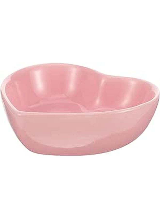 Pink Ceramic Heart Shaped Small Animal Bowl Non Tip Feeder for Hamsters Rabbits Chinchillas - Image 1