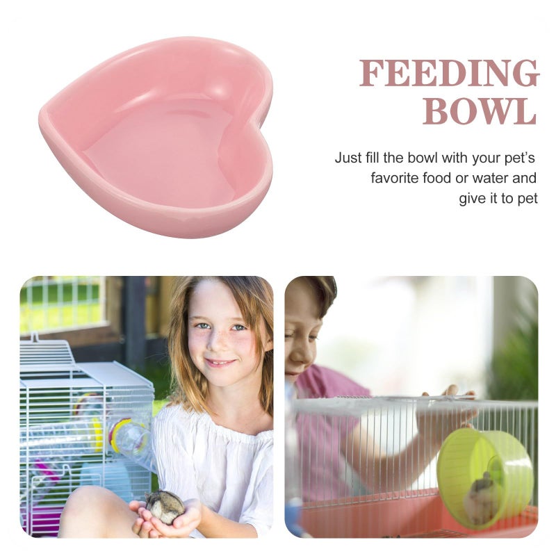 Pink Ceramic Heart Shaped Small Animal Bowl Non Tip Feeder for Hamsters Rabbits Chinchillas - Image 4