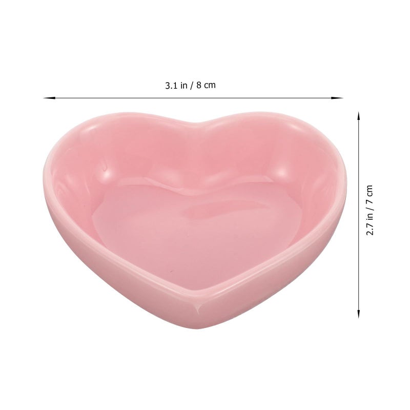 Pink Ceramic Heart Shaped Small Animal Bowl Non Tip Feeder for Hamsters Rabbits Chinchillas - Image 3