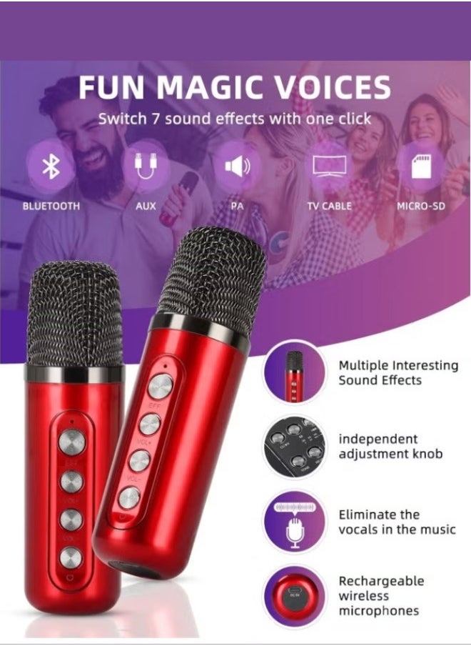 DLP Mini Karaoke Machine Set, Portable Bluetooth Speaker with 2 Wireless Karaoke Microphones,Singing Machine Karaoke System for Kids Adult  - Image 2
