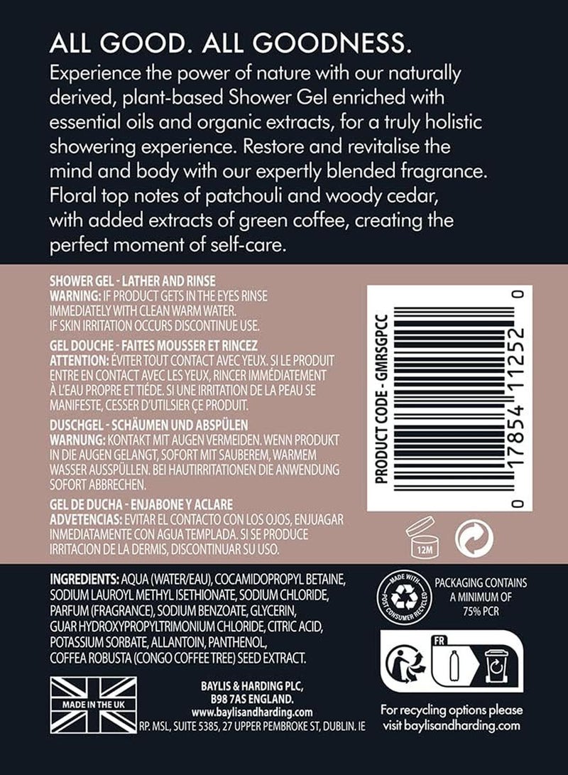 Baylis & Harding Goodness Patchouli, Cedar and Cypress Shower Gel for Men, 500ml | Enriched with Organic Green Coffee Extracts | Plant-Based Body Wash | Vegan and Cruelty-Free | Energising and Refreshing Formula - Image 5