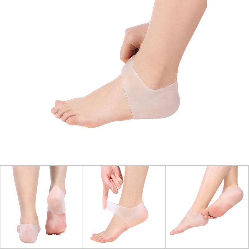 2 قطعة جوارب حماية كعب الرجل من الجل السيليكوني الترطيب - أغطية كعب الرجل بيضاء - Image 2