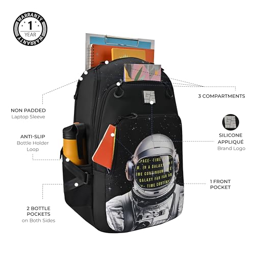 Gear Cosmonaut 3 Compartment Backpack 17"/30L Medium Water Resistant School Bag/Casual 3 Compartment Backpack/Daypack/Kids Bag for Boys/Girls (Black-White) - Image 4