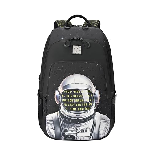 Gear Cosmonaut 3 Compartment Backpack 17"/30L Medium Water Resistant School Bag/Casual 3 Compartment Backpack/Daypack/Kids Bag for Boys/Girls (Black-White) - Image 1